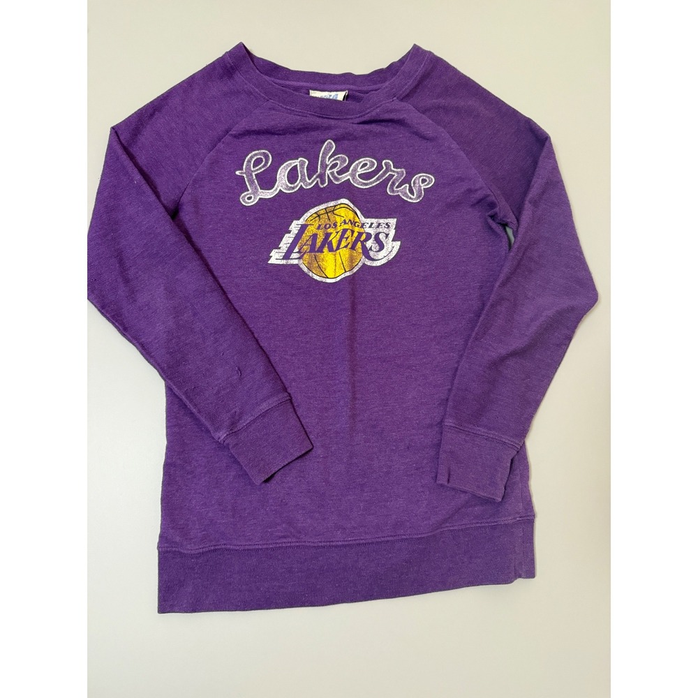 NBA Los Angeles Lakers Purple Graphic Sweatshirt Womens Small Raglan Crewneck